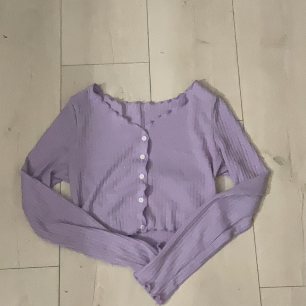 - Teen Girls Lettuce Trim Crop Top - - Picture 4 of 4